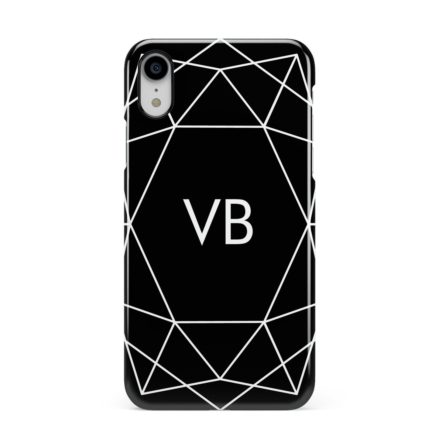 Personalised Black Initials Geometric Apple iPhone XR White 3D Snap Case