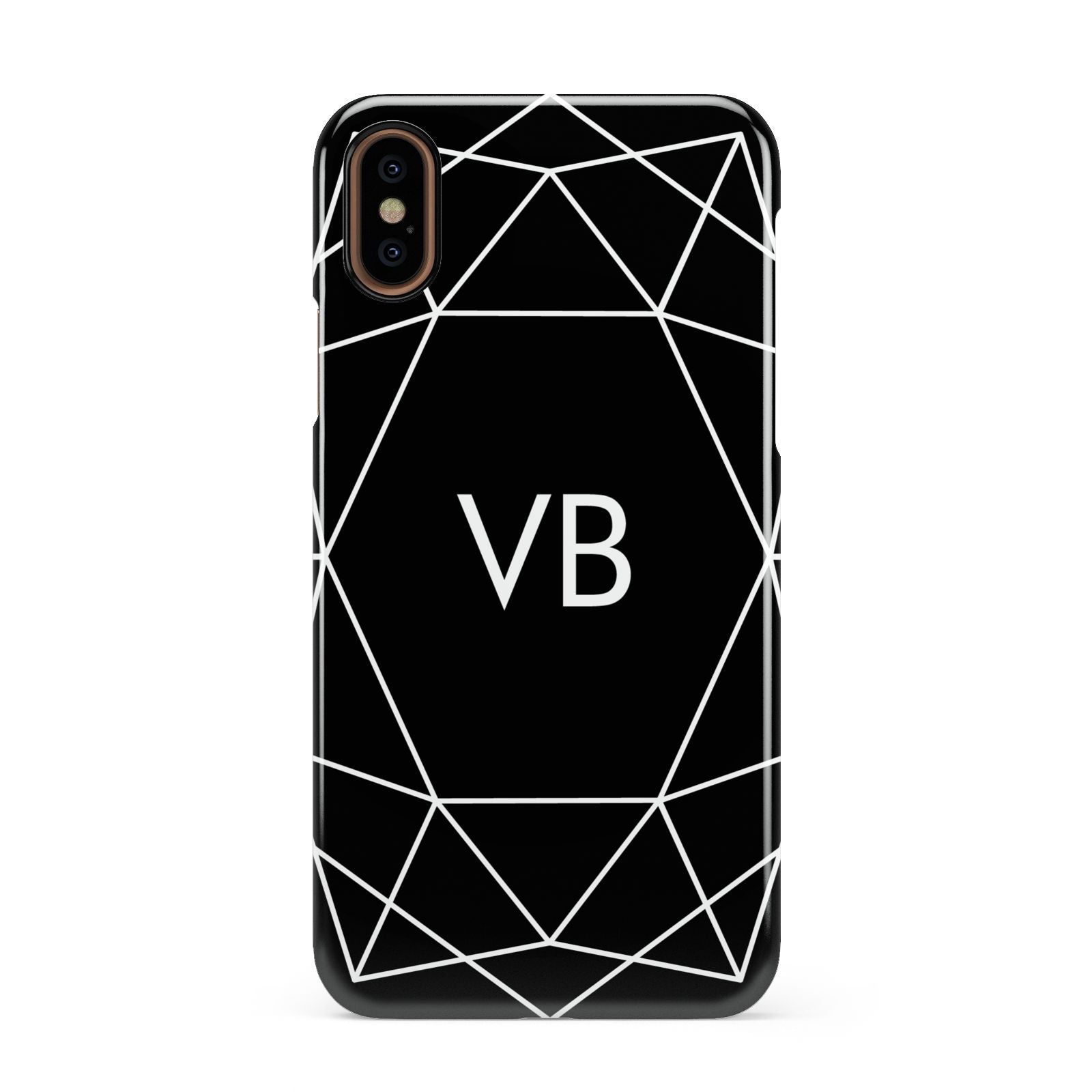 Personalised Black Initials Geometric Apple iPhone XS 3D Snap Case