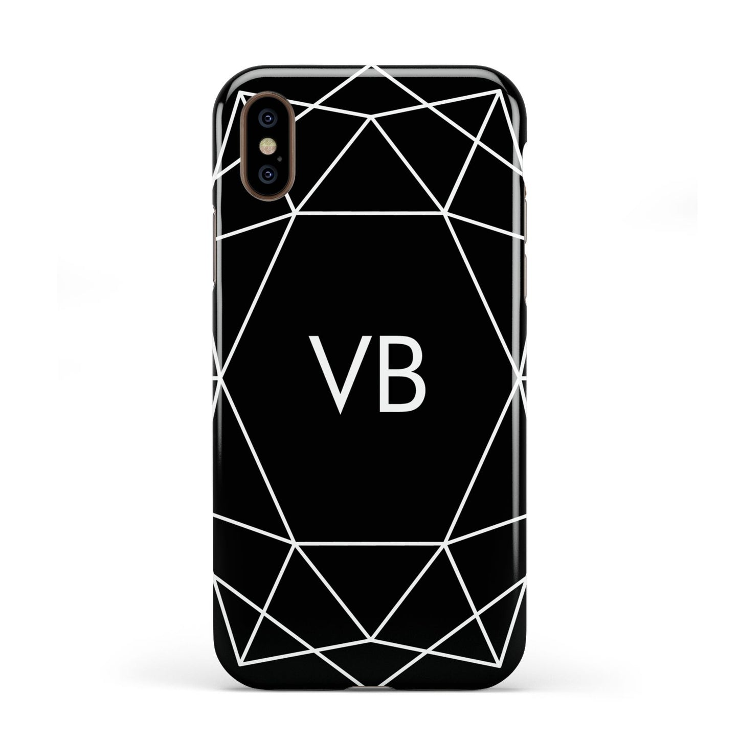 Personalised Black Initials Geometric Apple iPhone XS 3D Tough