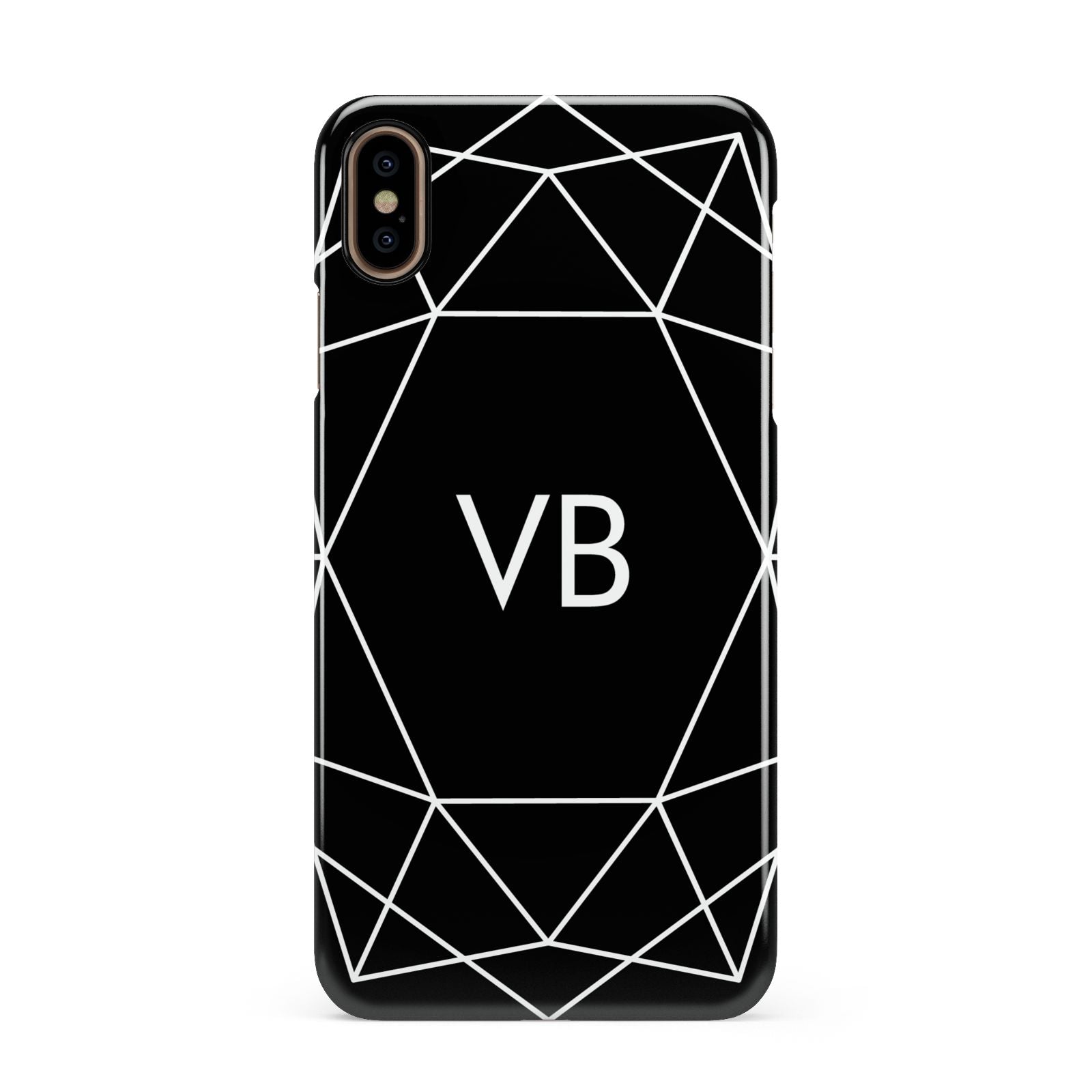 Personalised Black Initials Geometric Apple iPhone Xs Max 3D Snap Case