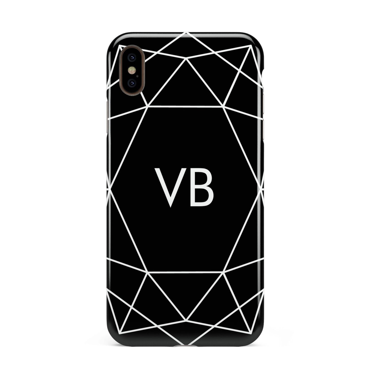 Personalised Black Initials Geometric Apple iPhone Xs Max 3D Tough Case