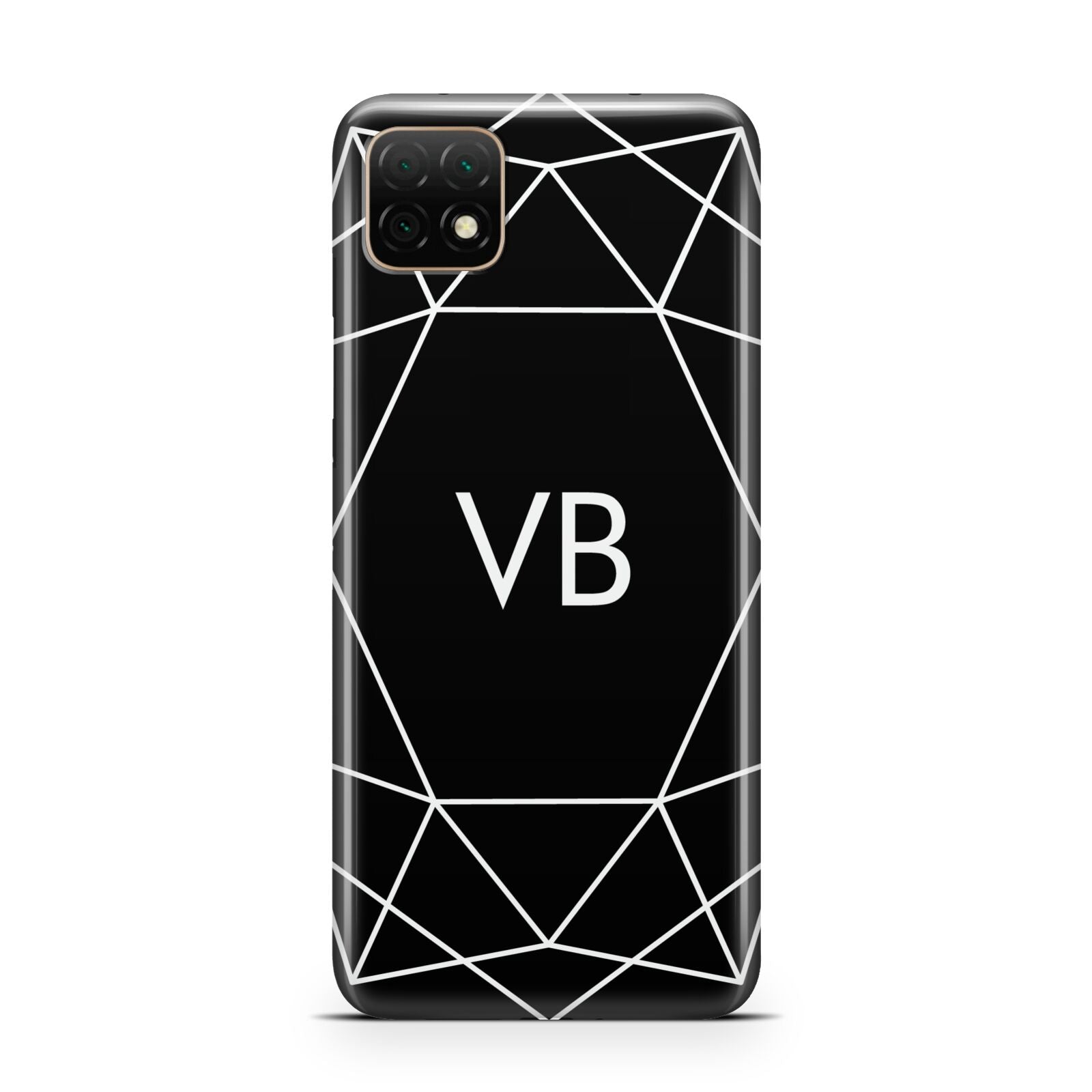 Personalised Black Initials Geometric Huawei Enjoy 20 Phone Case