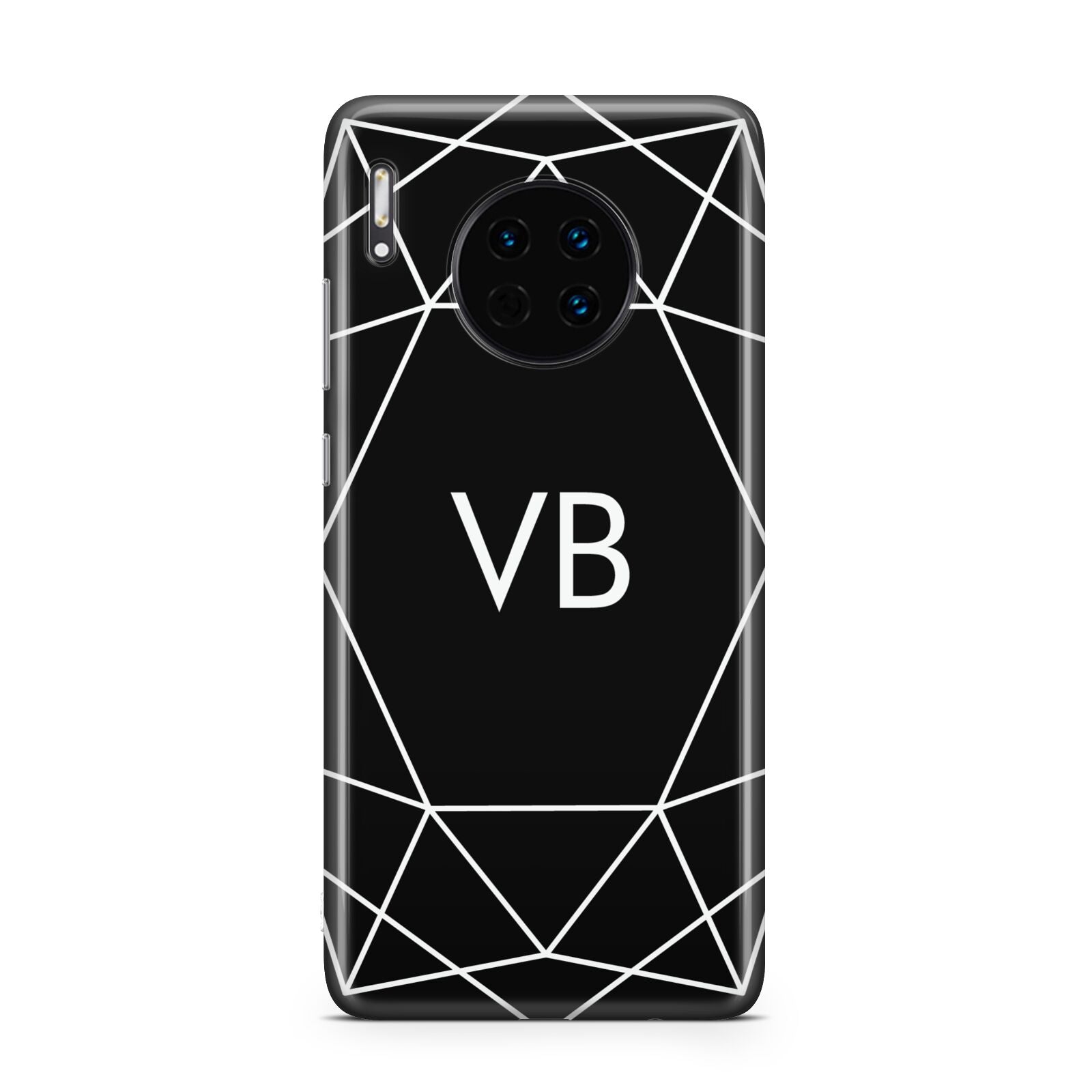 Personalised Black Initials Geometric Huawei Mate 30