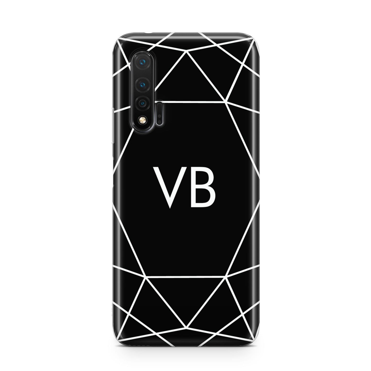 Personalised Black Initials Geometric Huawei Nova 6 Phone Case