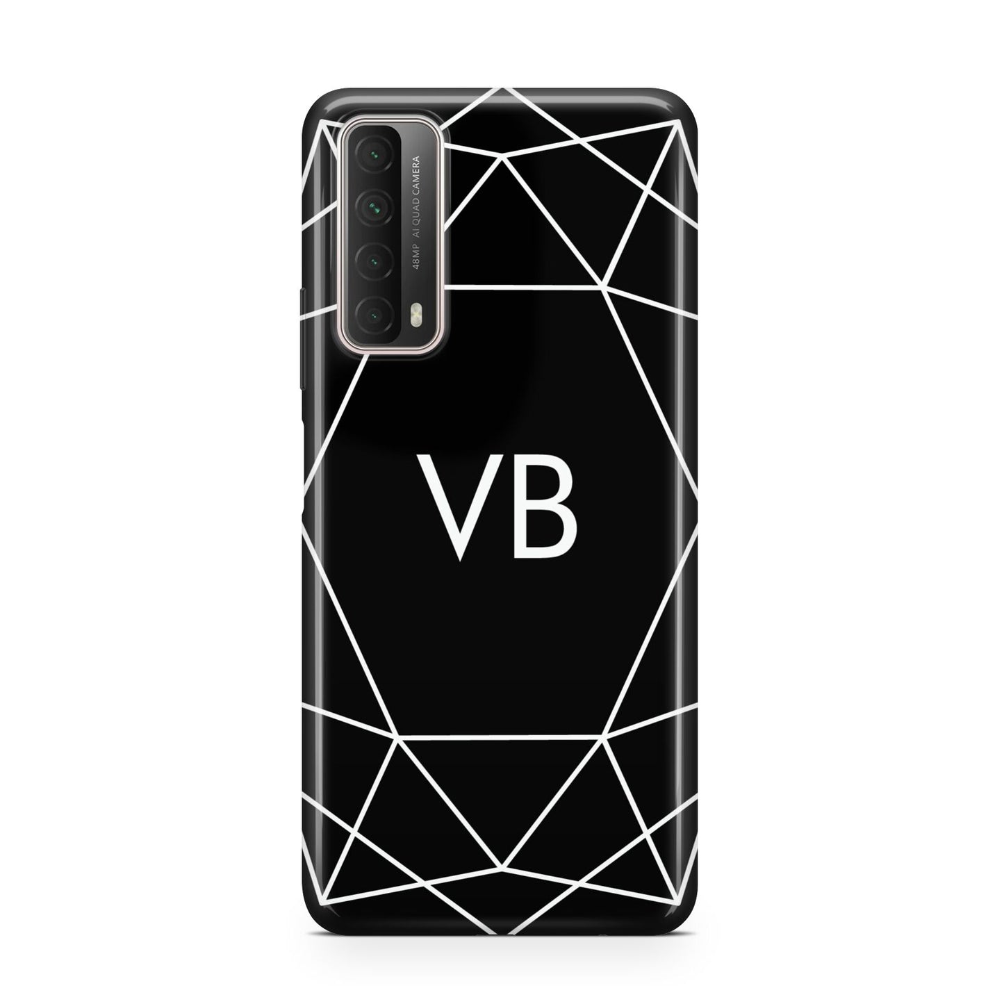 Personalised Black Initials Geometric Huawei P Smart 2021