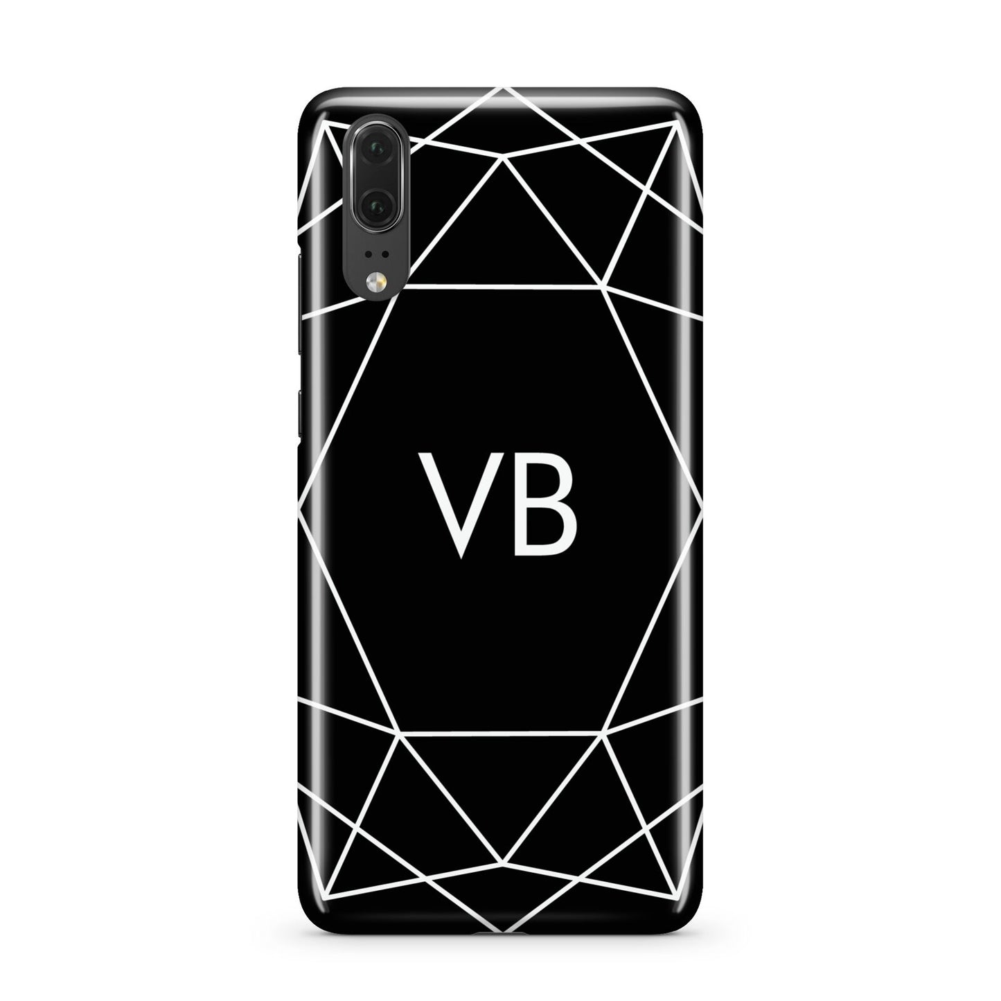 Personalised Black Initials Geometric Huawei P20 Phone Case