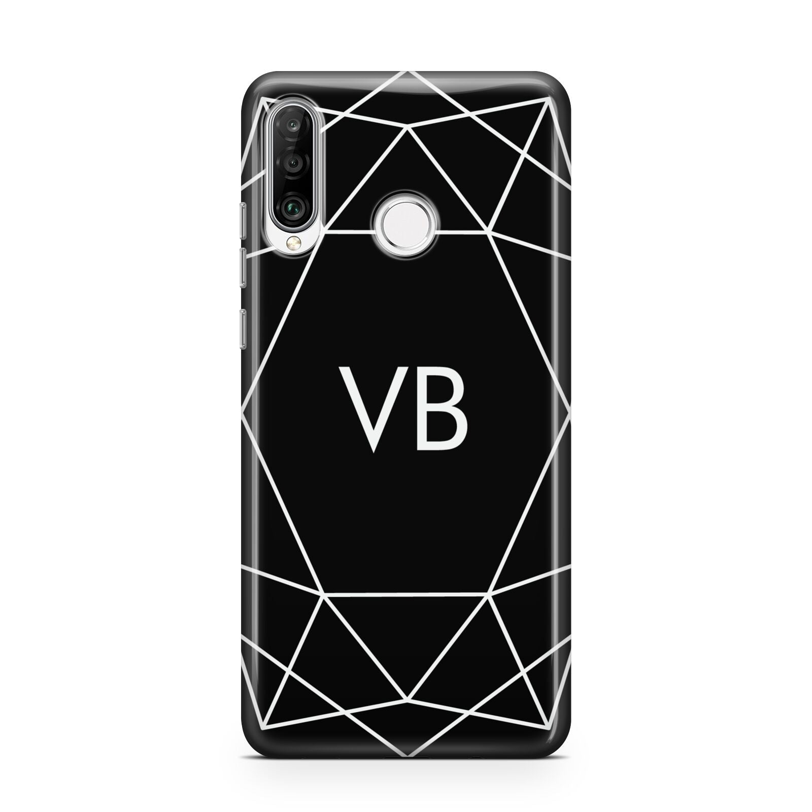 Personalised Black Initials Geometric Huawei P30 Lite Phone Case