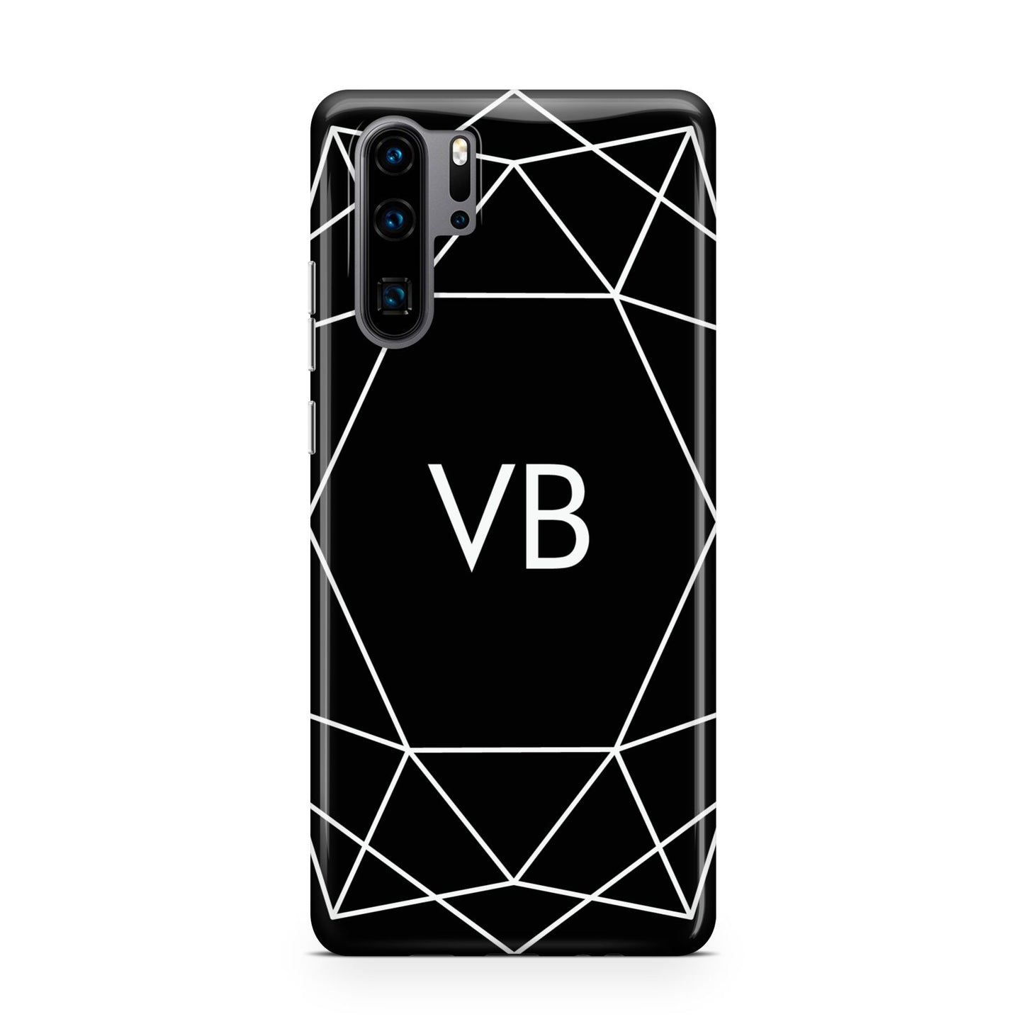 Personalised Black Initials Geometric Huawei P30 Pro Phone Case