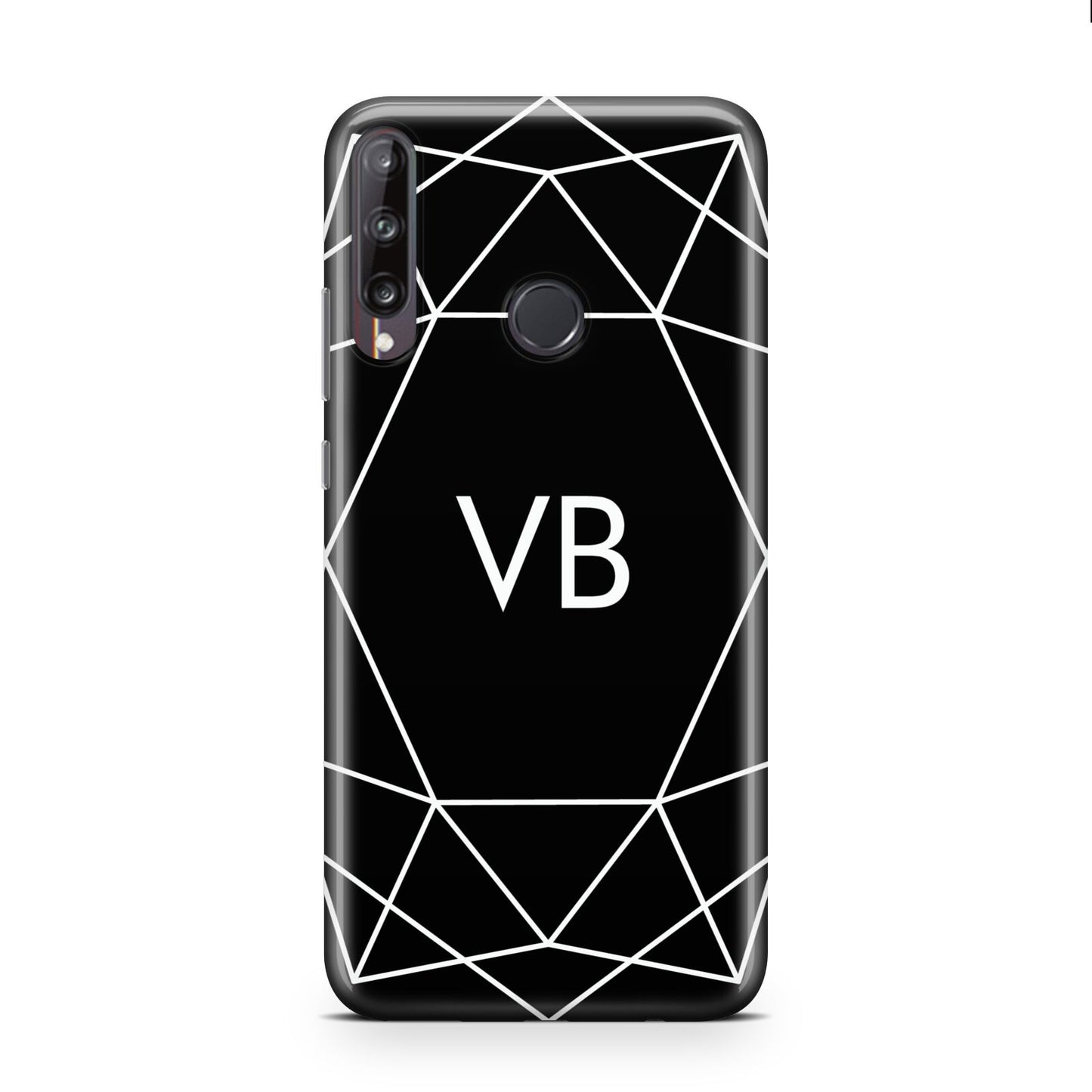 Personalised Black Initials Geometric Huawei P40 Lite E Phone Case