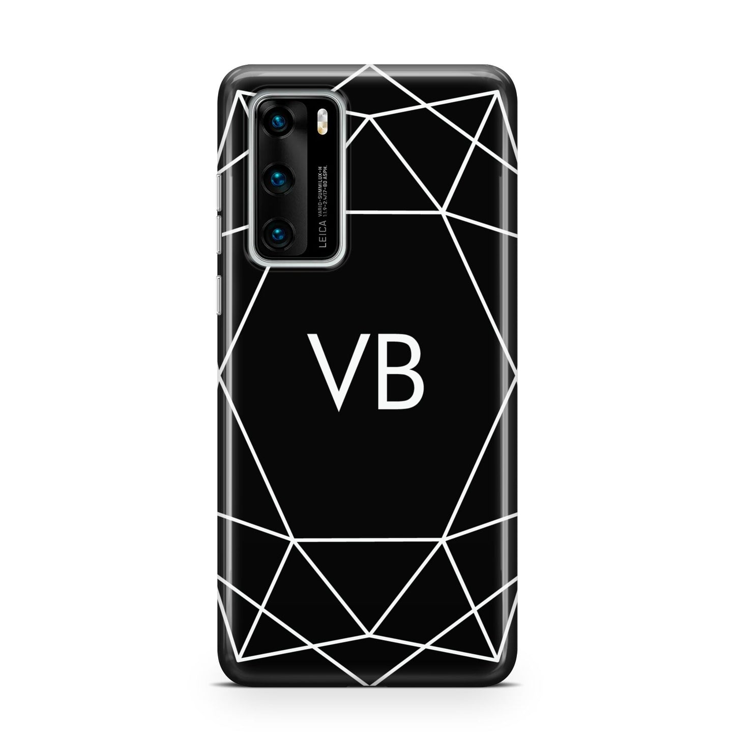 Personalised Black Initials Geometric Huawei P40 Phone Case