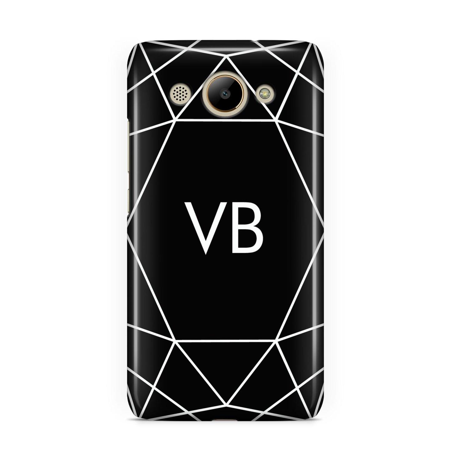 Personalised Black Initials Geometric Huawei Y3 2017