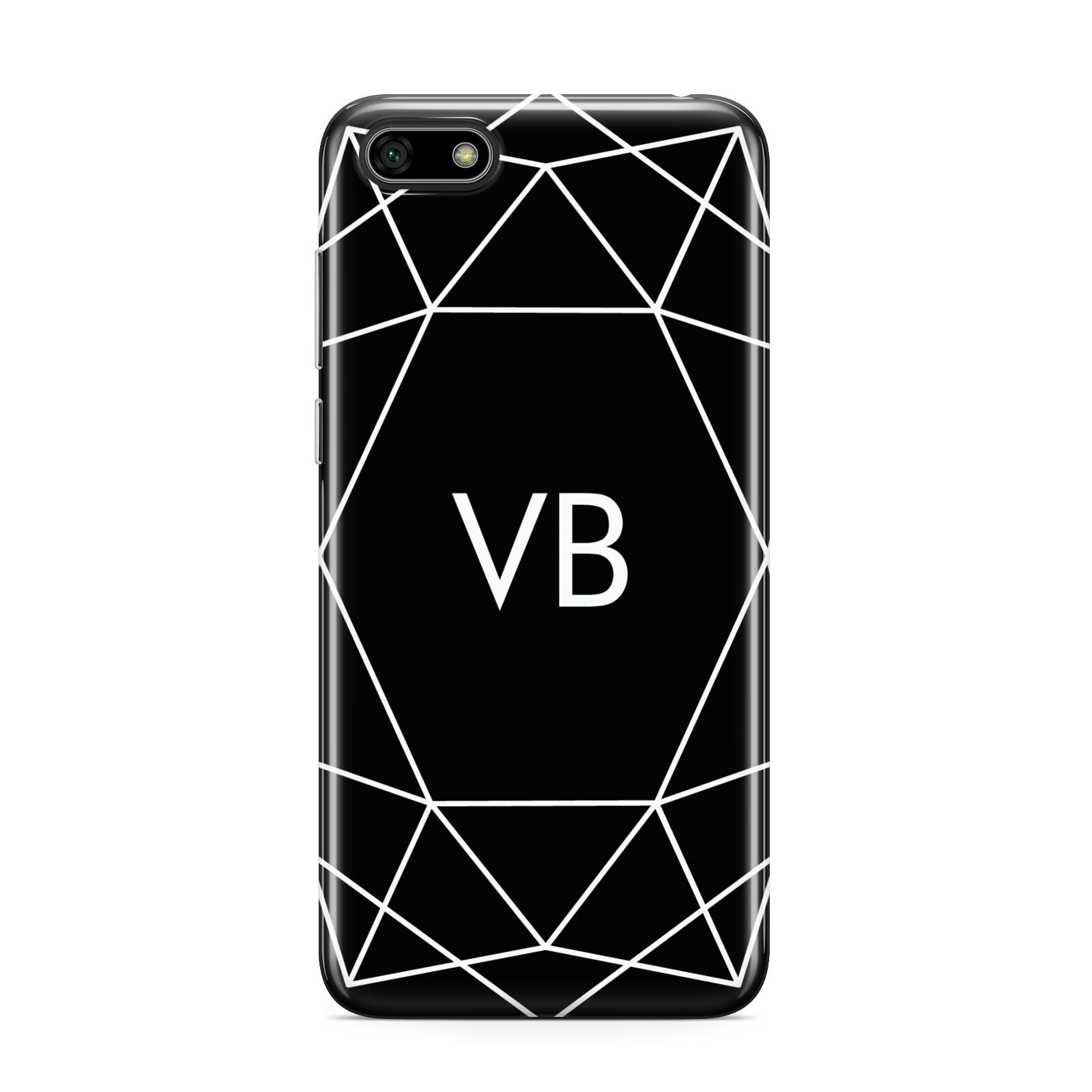 Personalised Black Initials Geometric Huawei Y5 Prime 2018 Phone Case