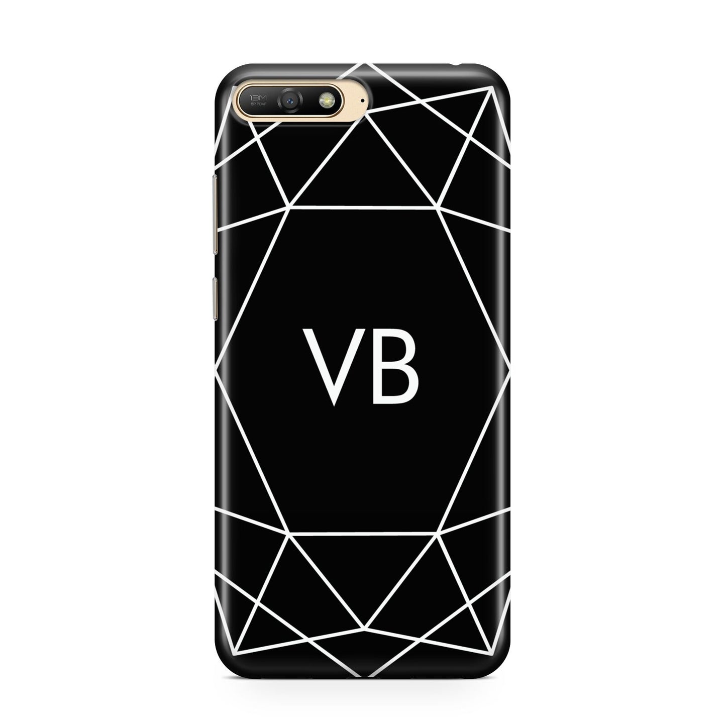 Personalised Black Initials Geometric Huawei Y6 2018