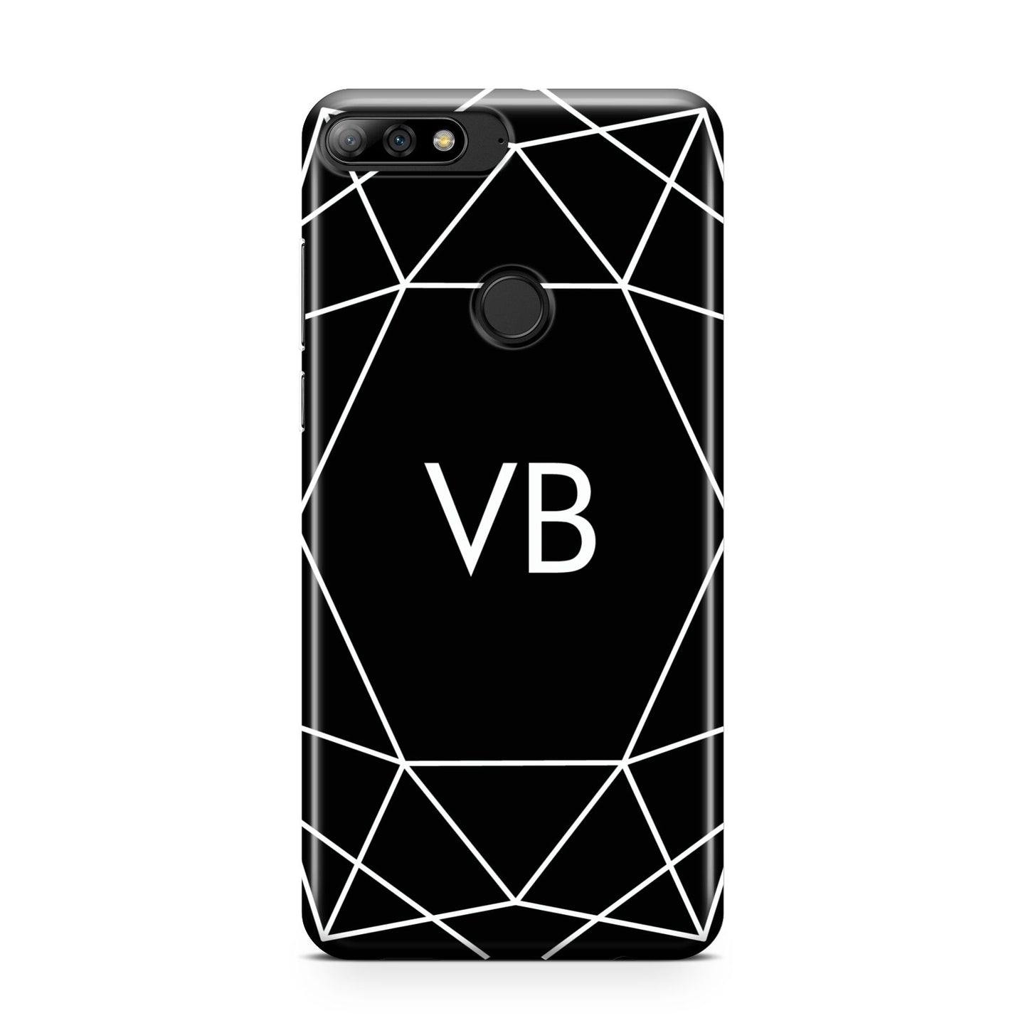 Personalised Black Initials Geometric Huawei Y7 2018