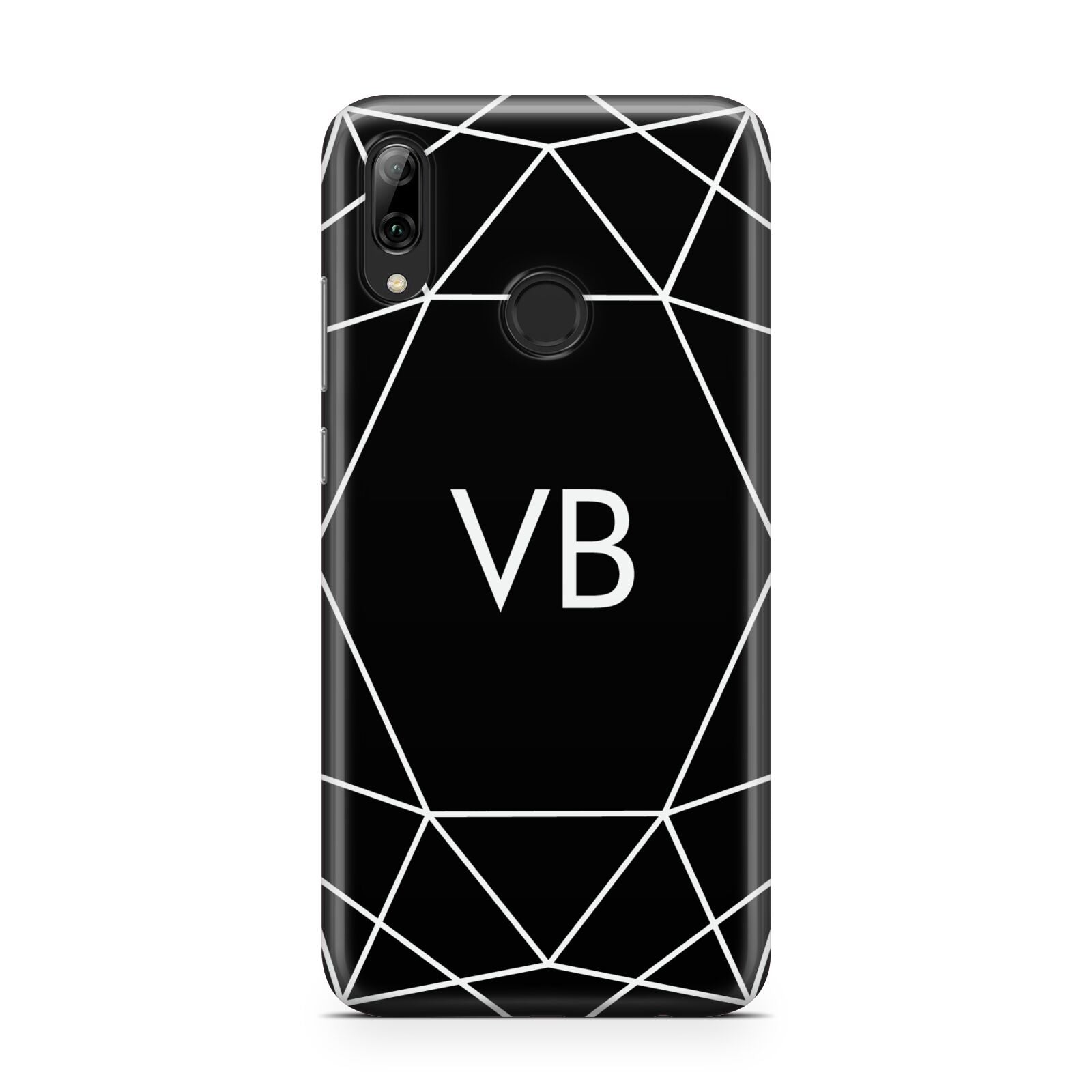 Personalised Black Initials Geometric Huawei Y7 2019