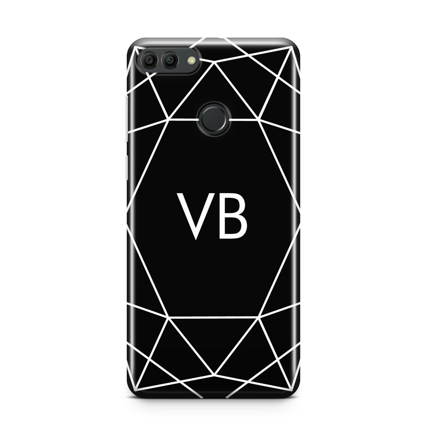 Personalised Black Initials Geometric Huawei Y9 2018