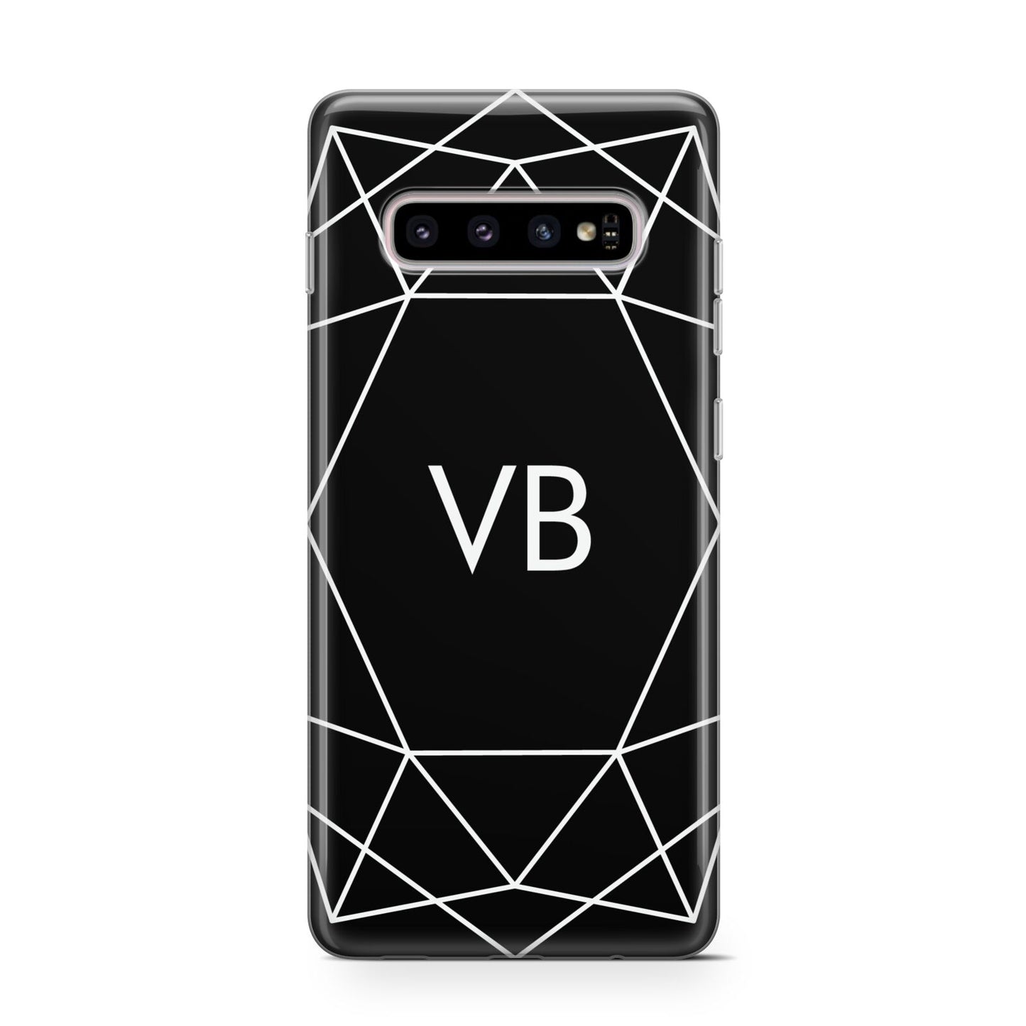 Personalised Black Initials Geometric Protective Samsung Galaxy Case