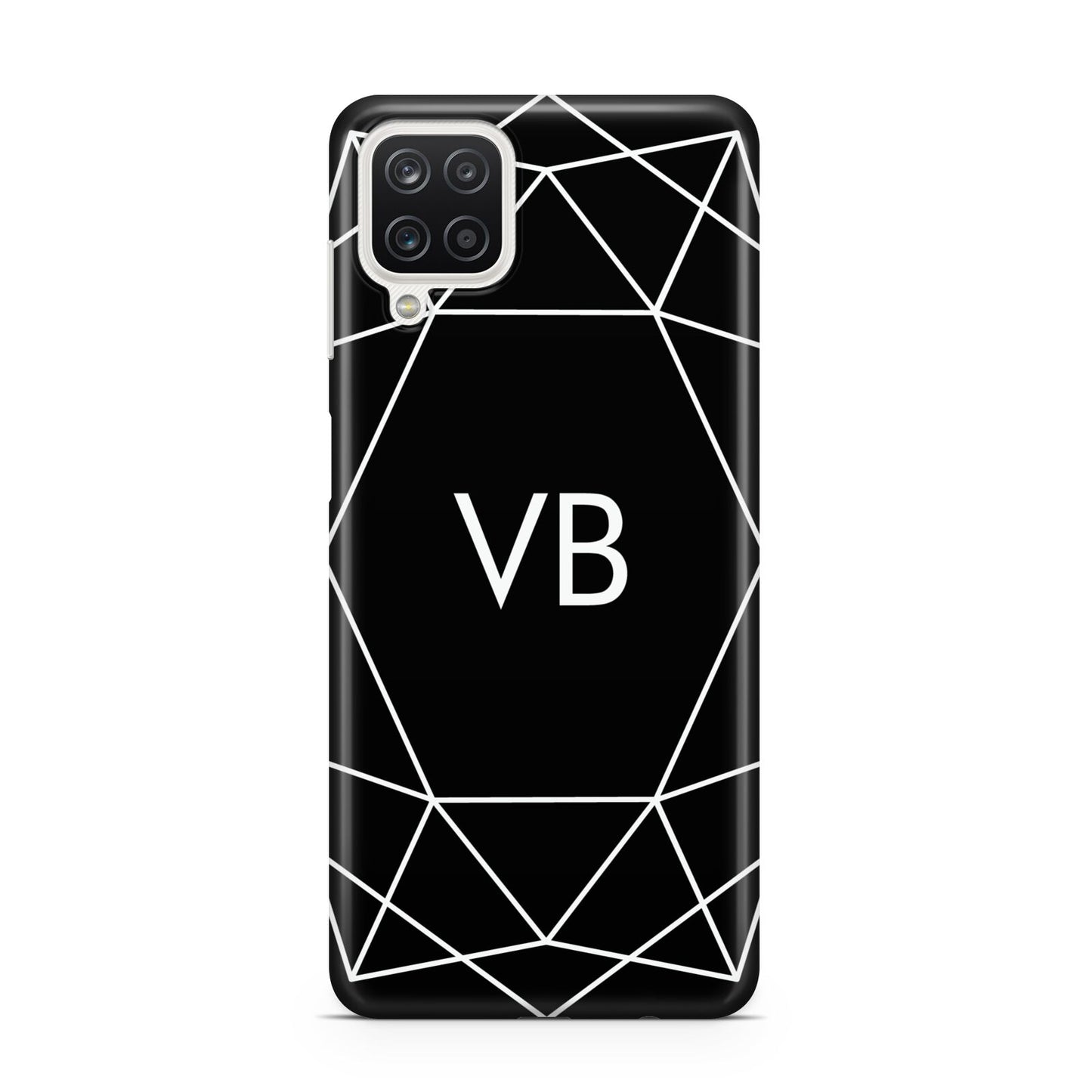 Personalised Black Initials Geometric Samsung A12 Case