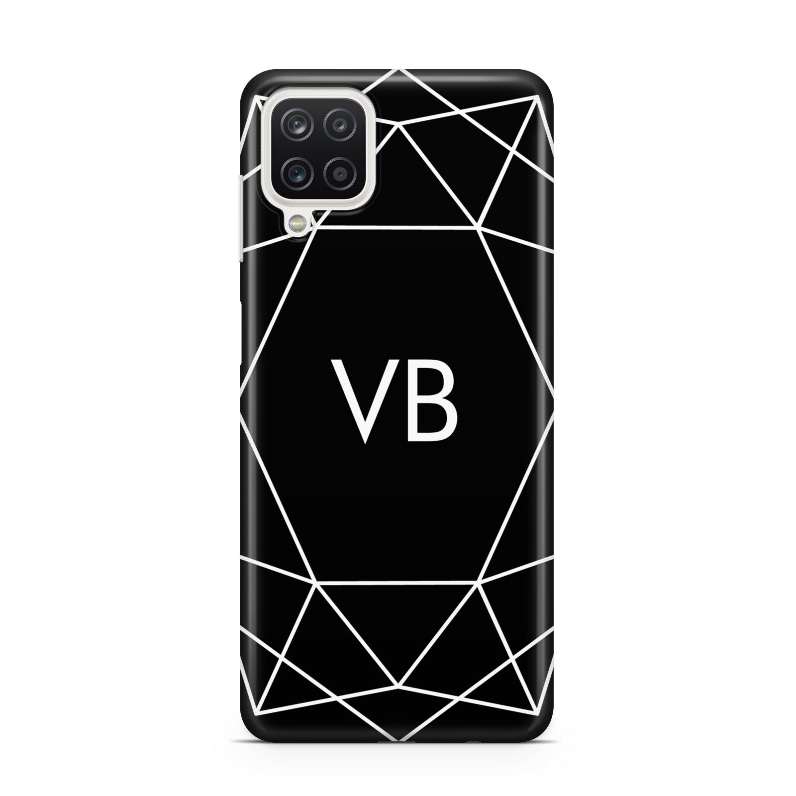 Personalised Black Initials Geometric Samsung A12 Case