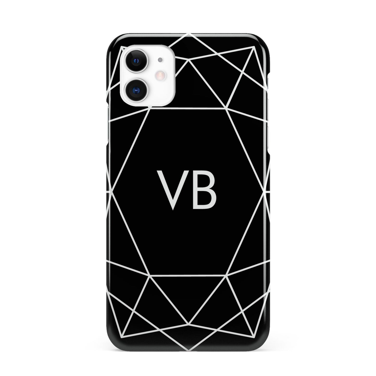 Personalised Black Initials Geometric iPhone 11 3D Snap Case