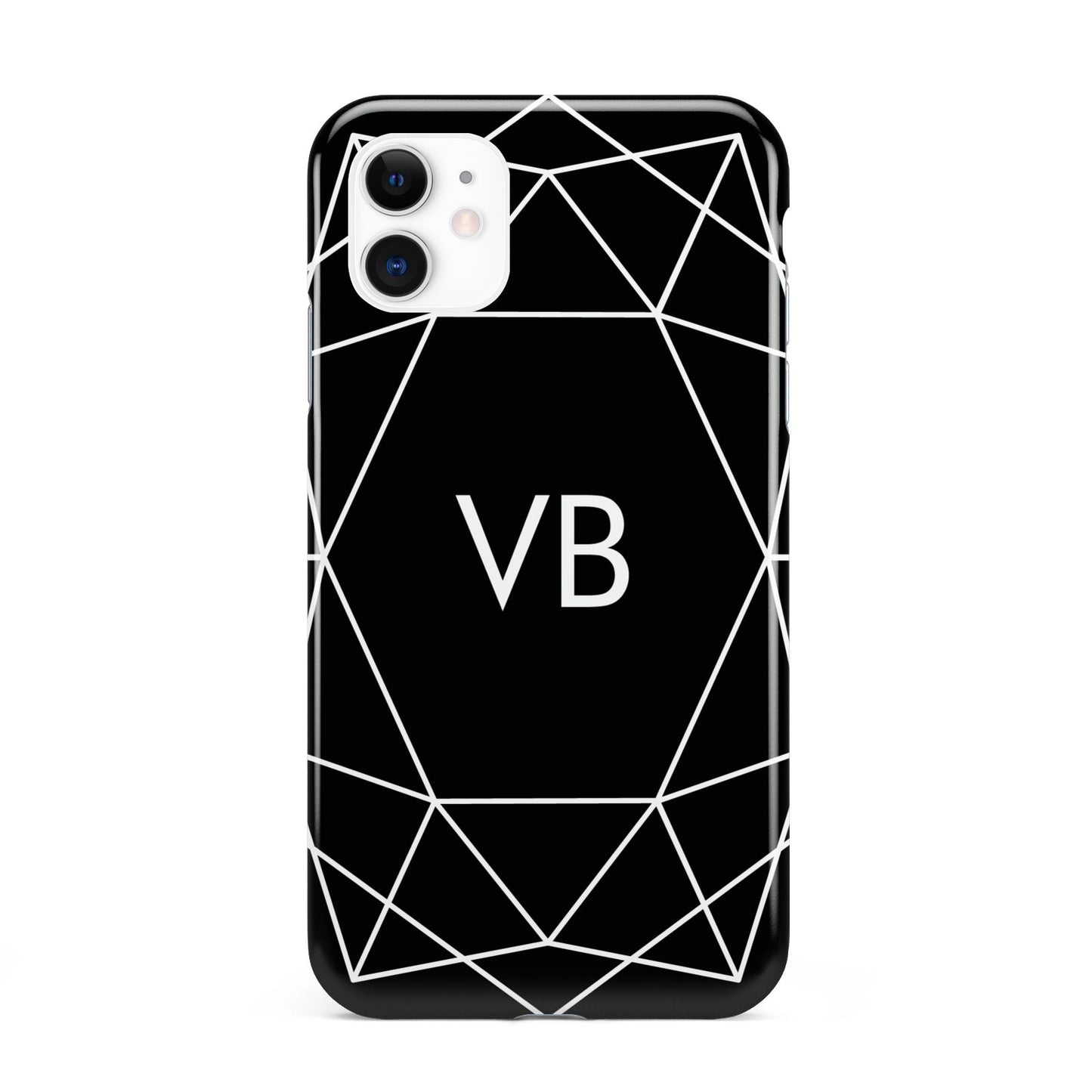 Personalised Black Initials Geometric iPhone 11 3D Tough Case