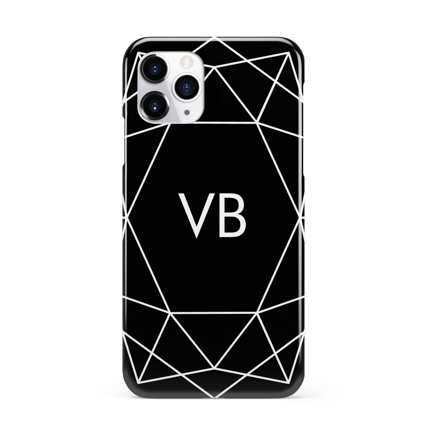 Personalised Black Initials Geometric iPhone 11 Pro 3D Snap Case