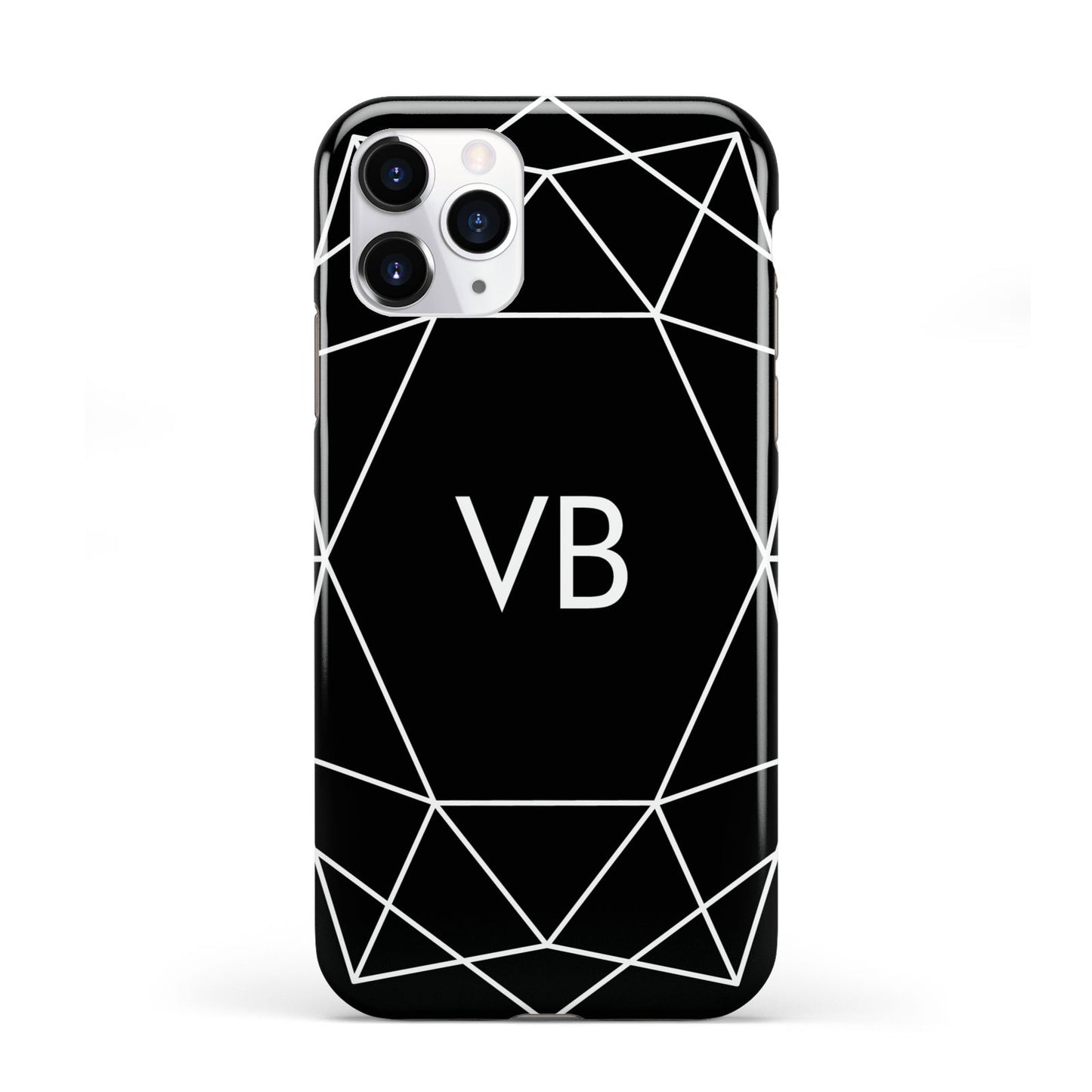 Personalised Black Initials Geometric iPhone 11 Pro 3D Tough Case