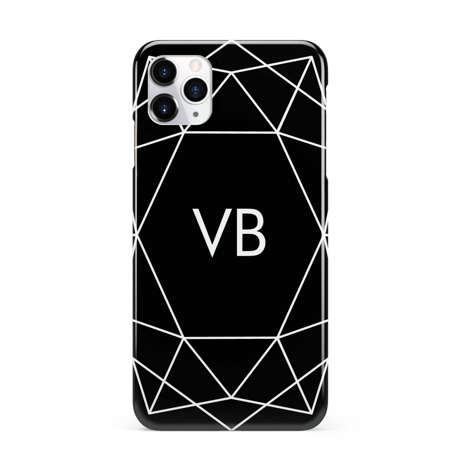 Personalised Black Initials Geometric iPhone 11 Pro Max 3D Snap Case