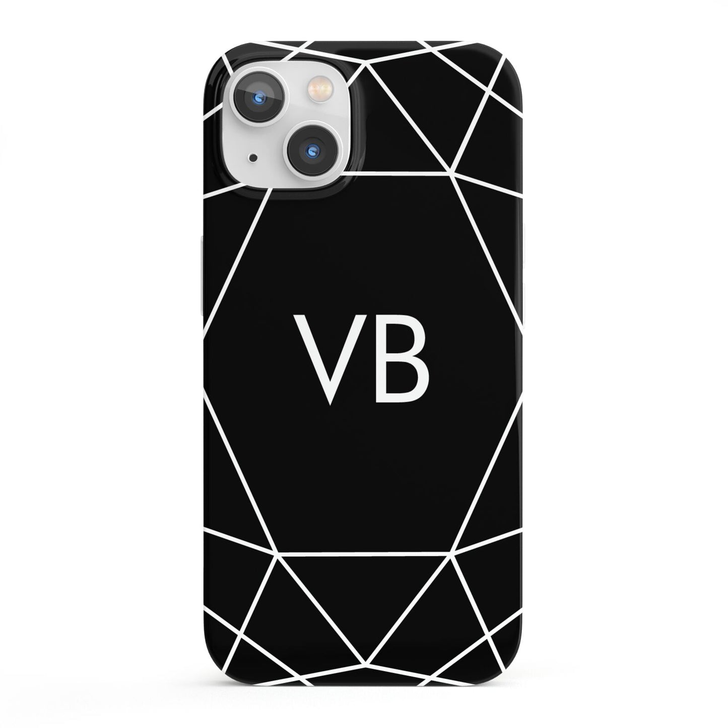 Personalised Black Initials Geometric iPhone 13 Full Wrap 3D Snap Case