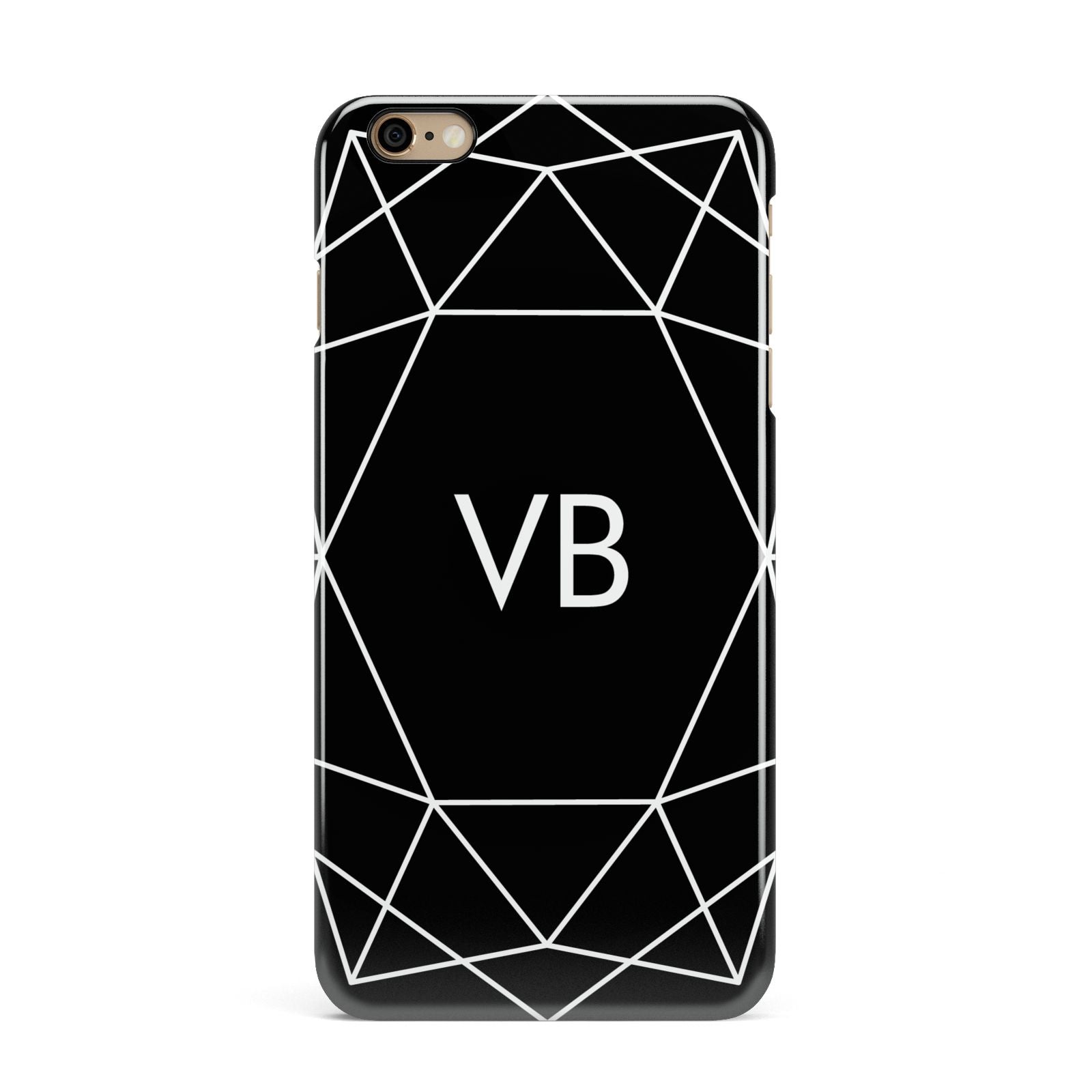 Personalised Black Initials Geometric iPhone 6 Plus 3D Snap Case on Gold Phone