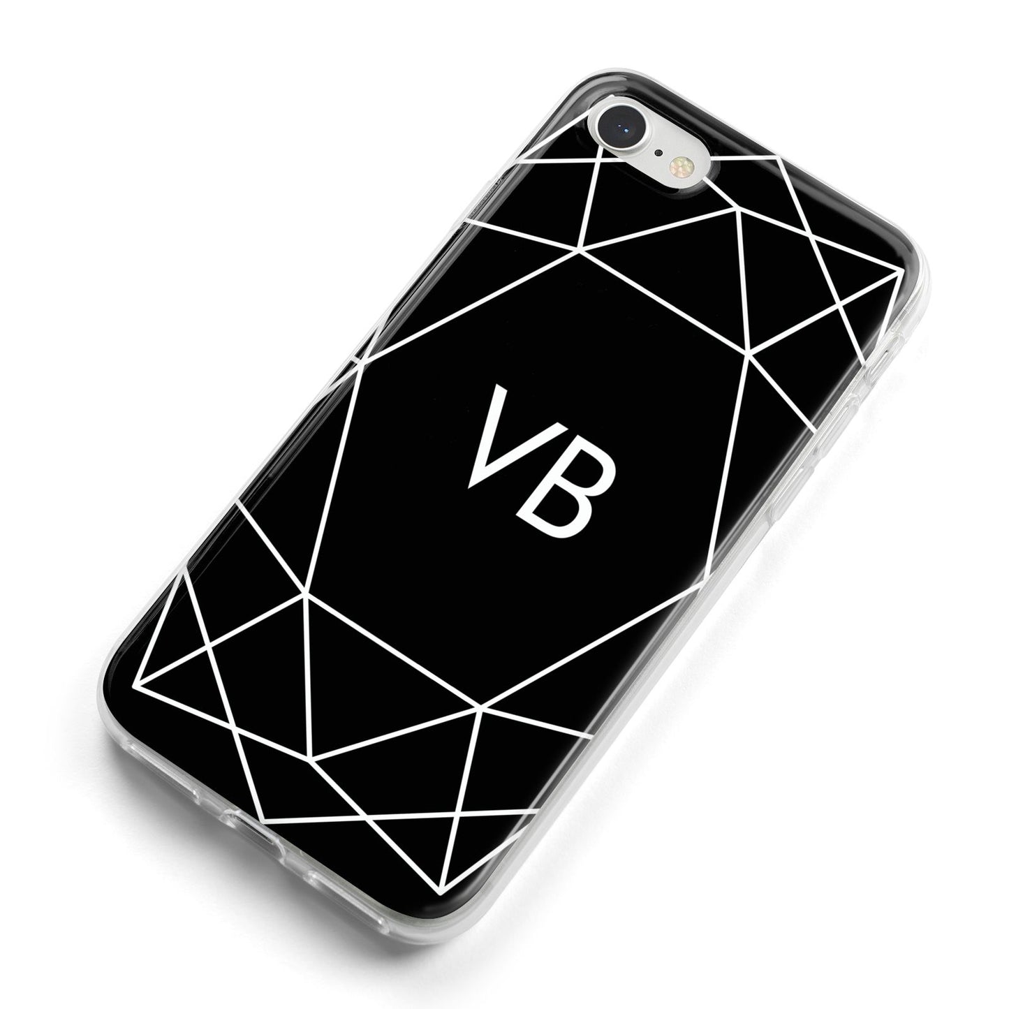 Personalised Black Initials Geometric iPhone 8 Bumper Case on Silver iPhone Alternative Image