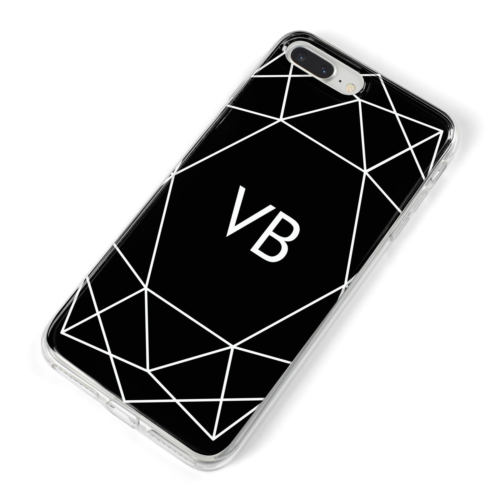 Personalised Black Initials Geometric iPhone 8 Plus Bumper Case on Silver iPhone Alternative Image