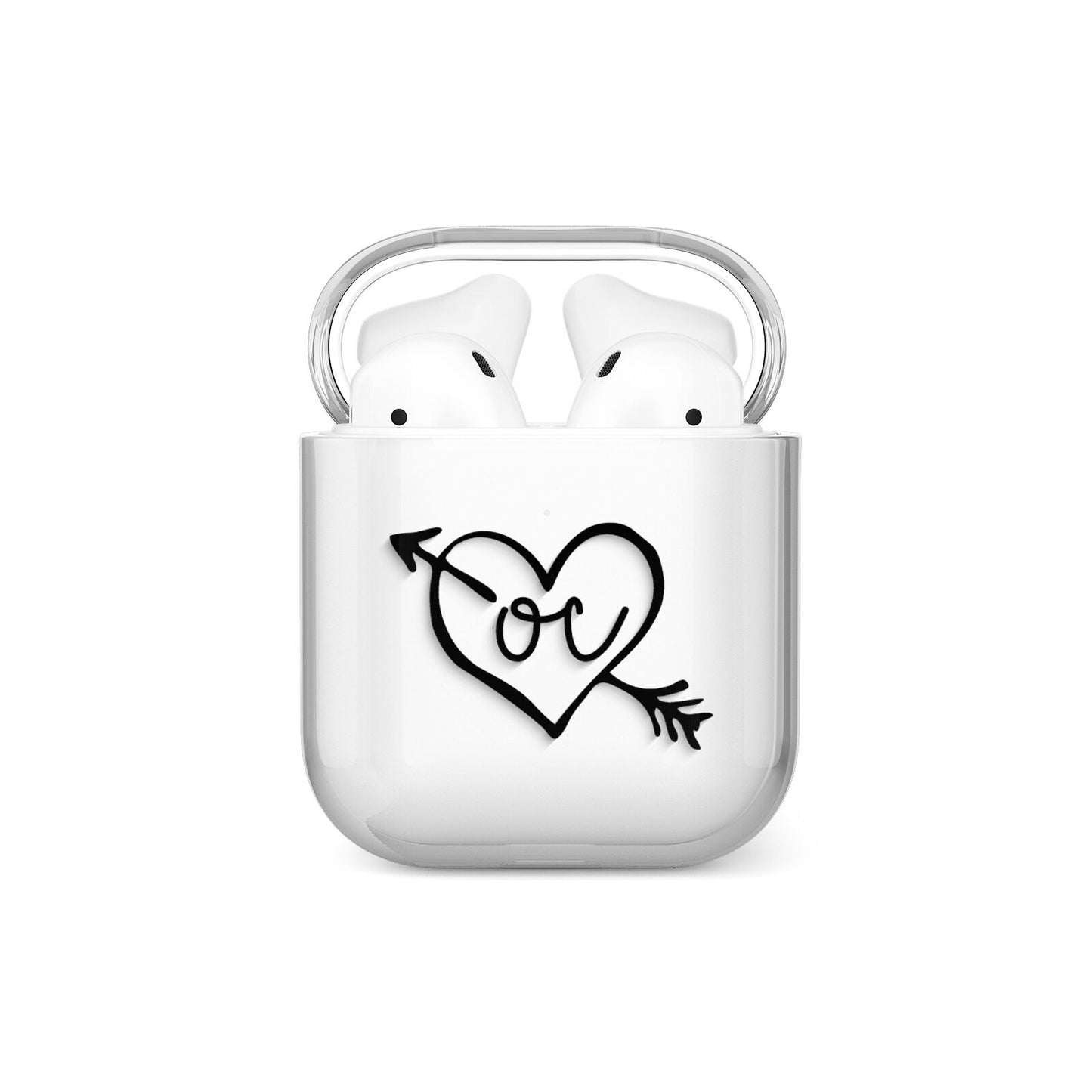 Personalised Black Initials Heart Arrow AirPods Case