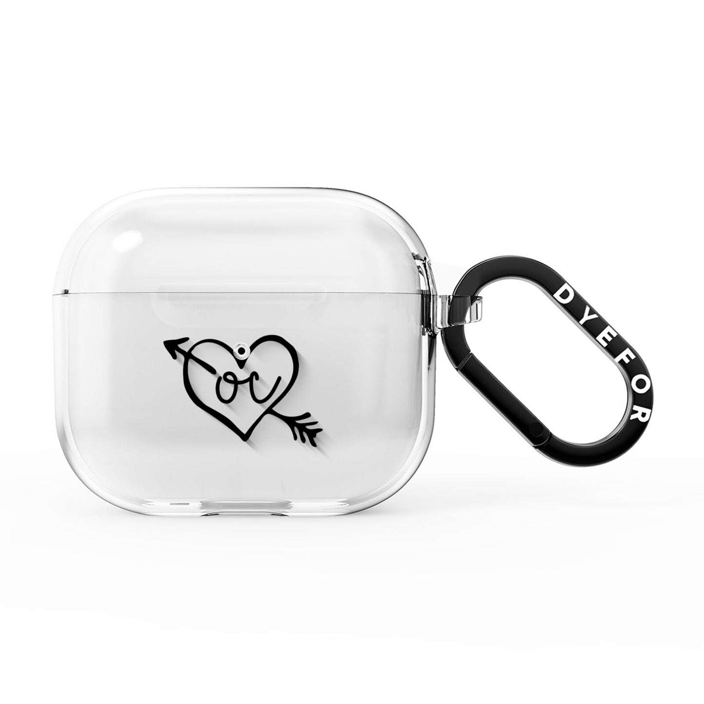 Personalised Black Initials Heart Arrow AirPods Clear Case 3rd Gen