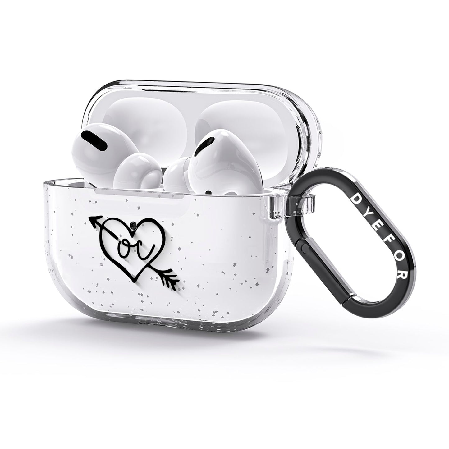 Personalised Black Initials Heart Arrow AirPods Glitter Case 3rd Gen Side Image