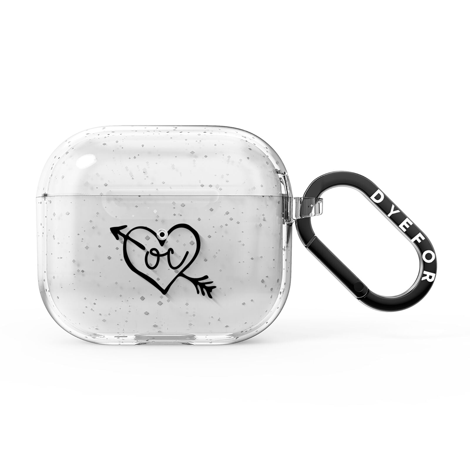 Personalised Black Initials Heart Arrow AirPods Glitter Case 3rd Gen