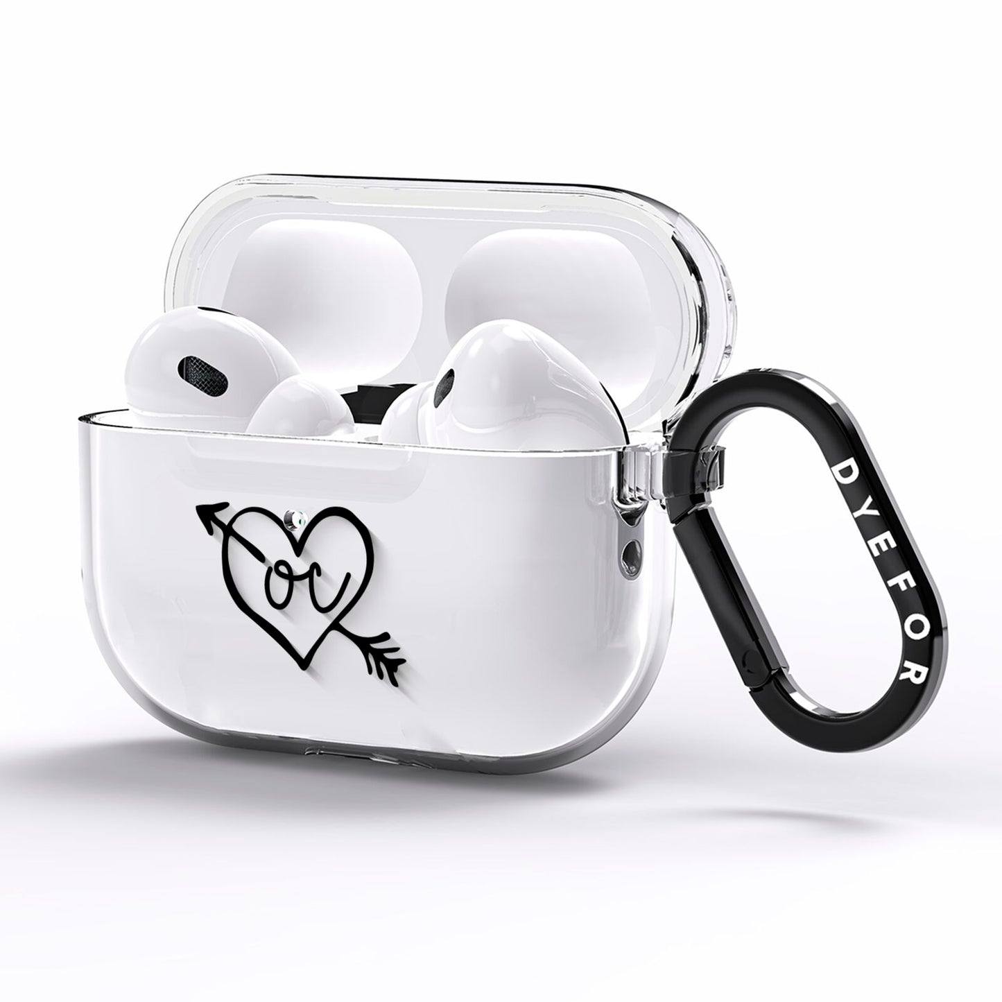 Personalised Black Initials Heart Arrow AirPods Pro Clear Case Side Image