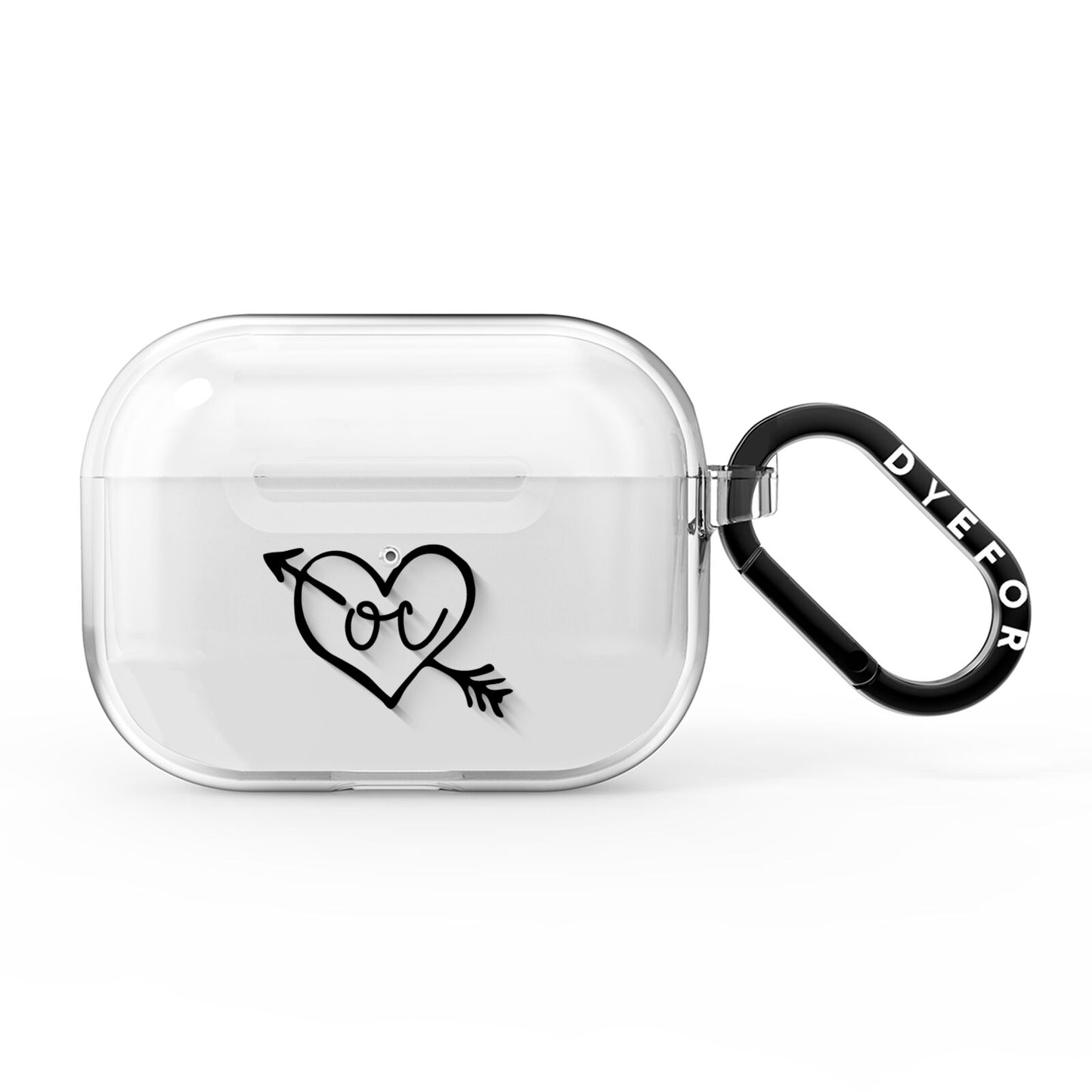 Personalised Black Initials Heart Arrow AirPods Pro Clear Case