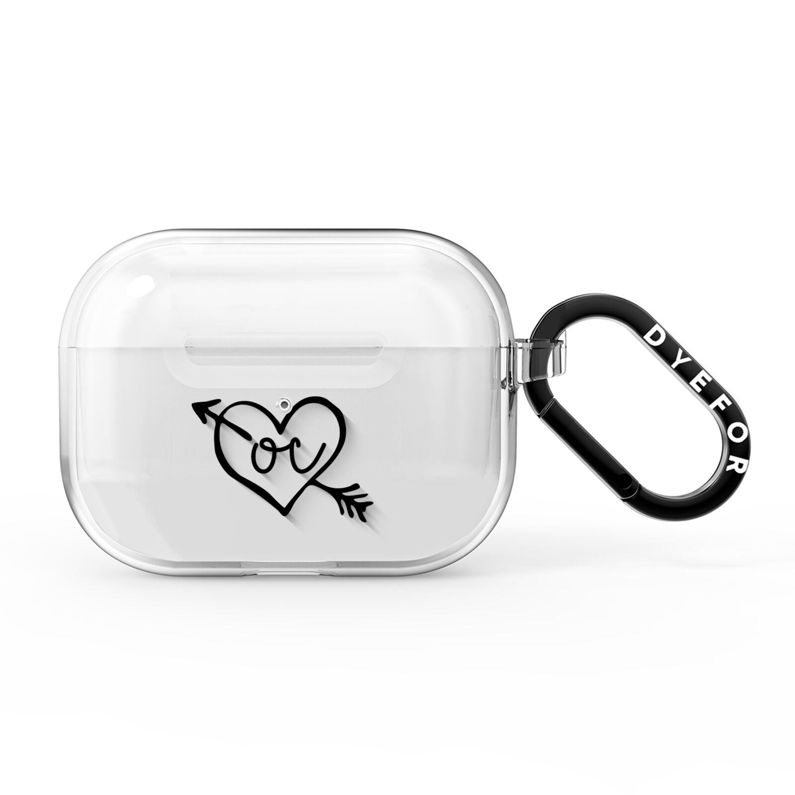 Personalised Black Initials Heart Arrow AirPods Pro Clear Case