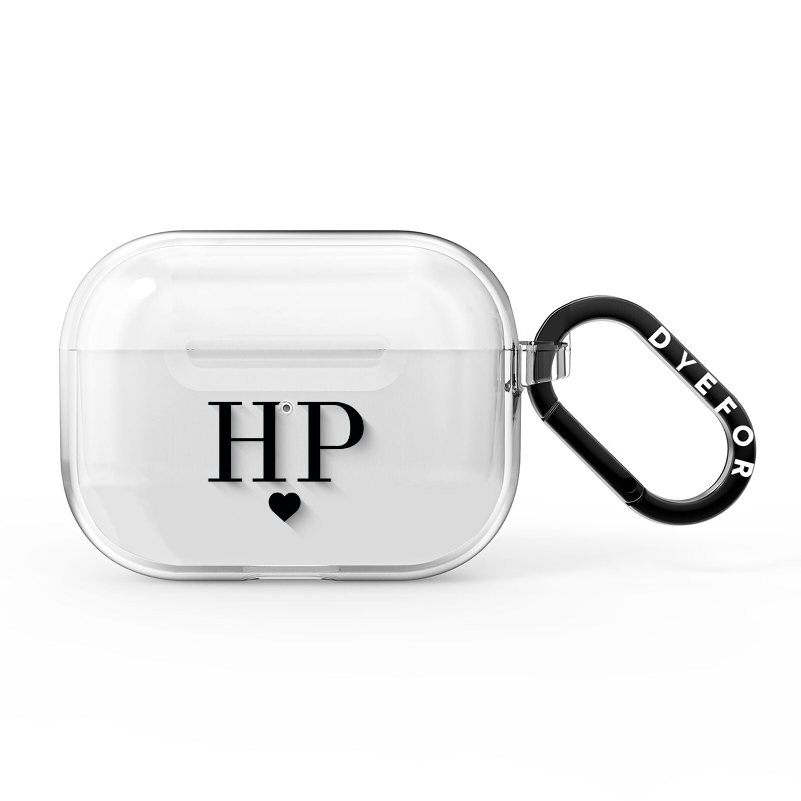 Personalised Black Initials Heart Clear AirPods Pro Clear Case