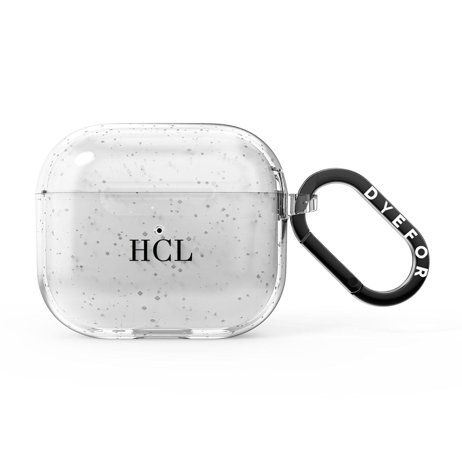 Personalised Black Initials Middle Clear Custom AirPods Glitter Case 3rd Gen