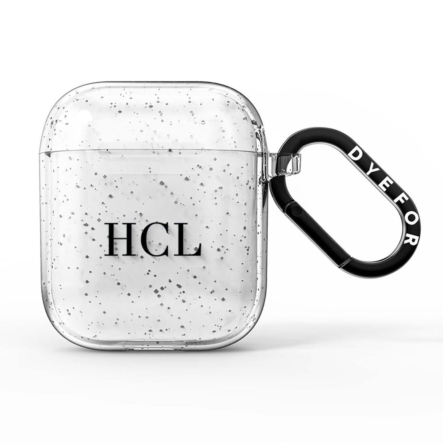 Personalised Black Initials Middle Clear Custom AirPods Glitter Case