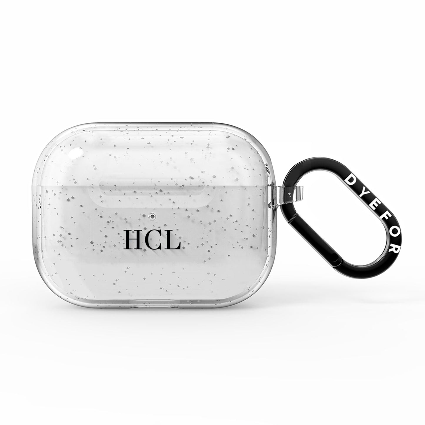 Personalised Black Initials Middle Clear Custom AirPods Pro Glitter Case