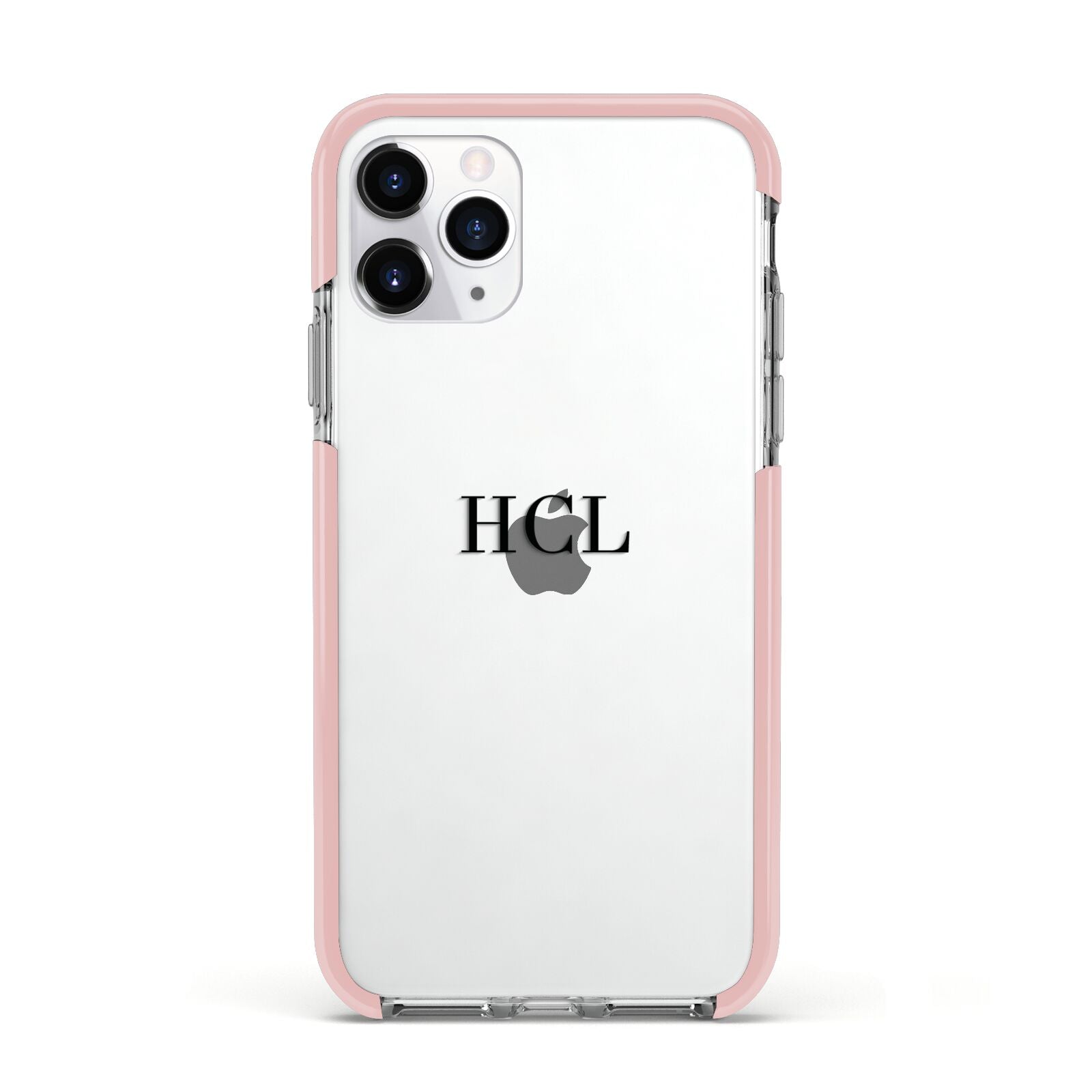 Personalised Black Initials Middle Clear Custom Apple iPhone 11 Pro in Silver with Pink Impact Case