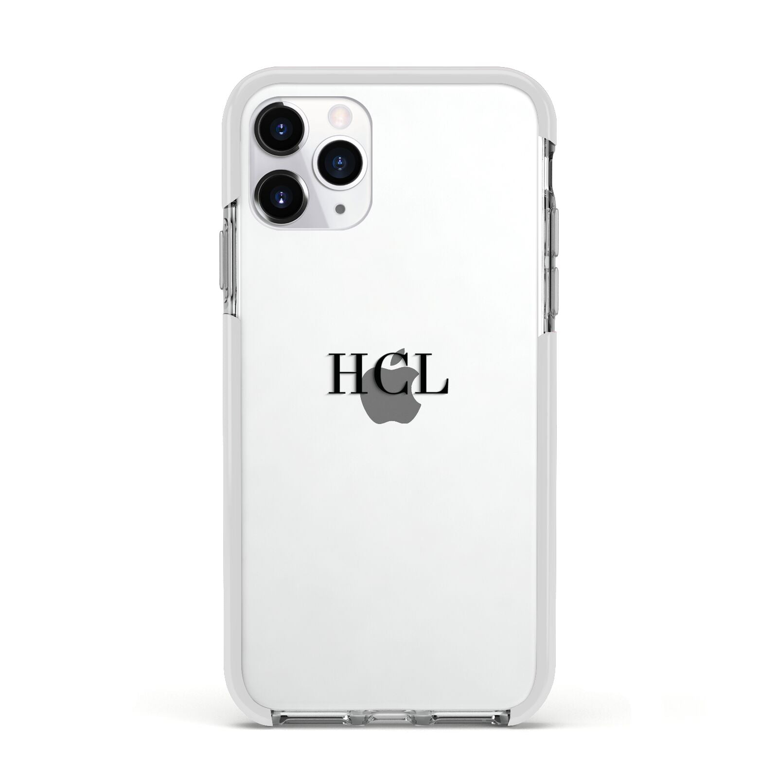 Personalised Black Initials Middle Clear Custom Apple iPhone 11 Pro in Silver with White Impact Case