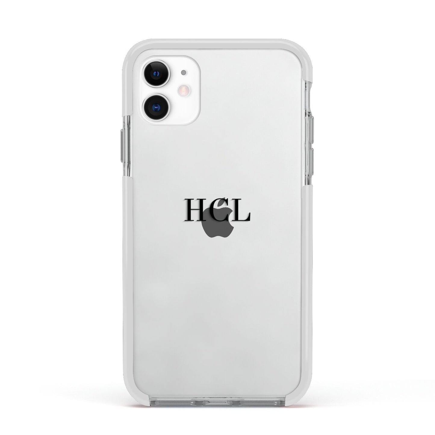 Personalised Black Initials Middle Clear Custom Apple iPhone 11 in White with White Impact Case