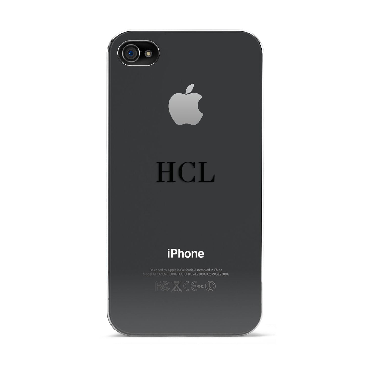 Personalised Black Initials Middle Clear Custom Apple iPhone 4s Case