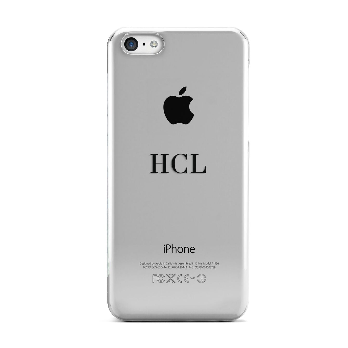 Personalised Black Initials Middle Clear Custom Apple iPhone 5c Case