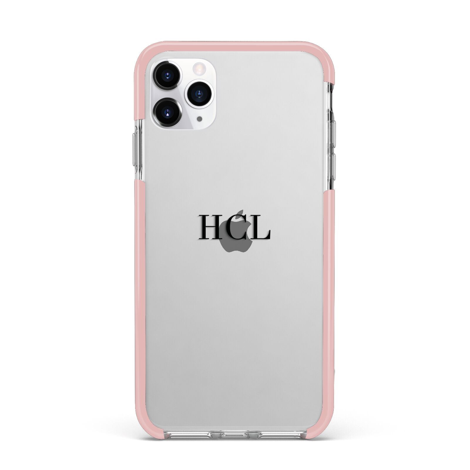 Personalised Black Initials Middle Clear Custom iPhone 11 Pro Max Impact Pink Edge Case