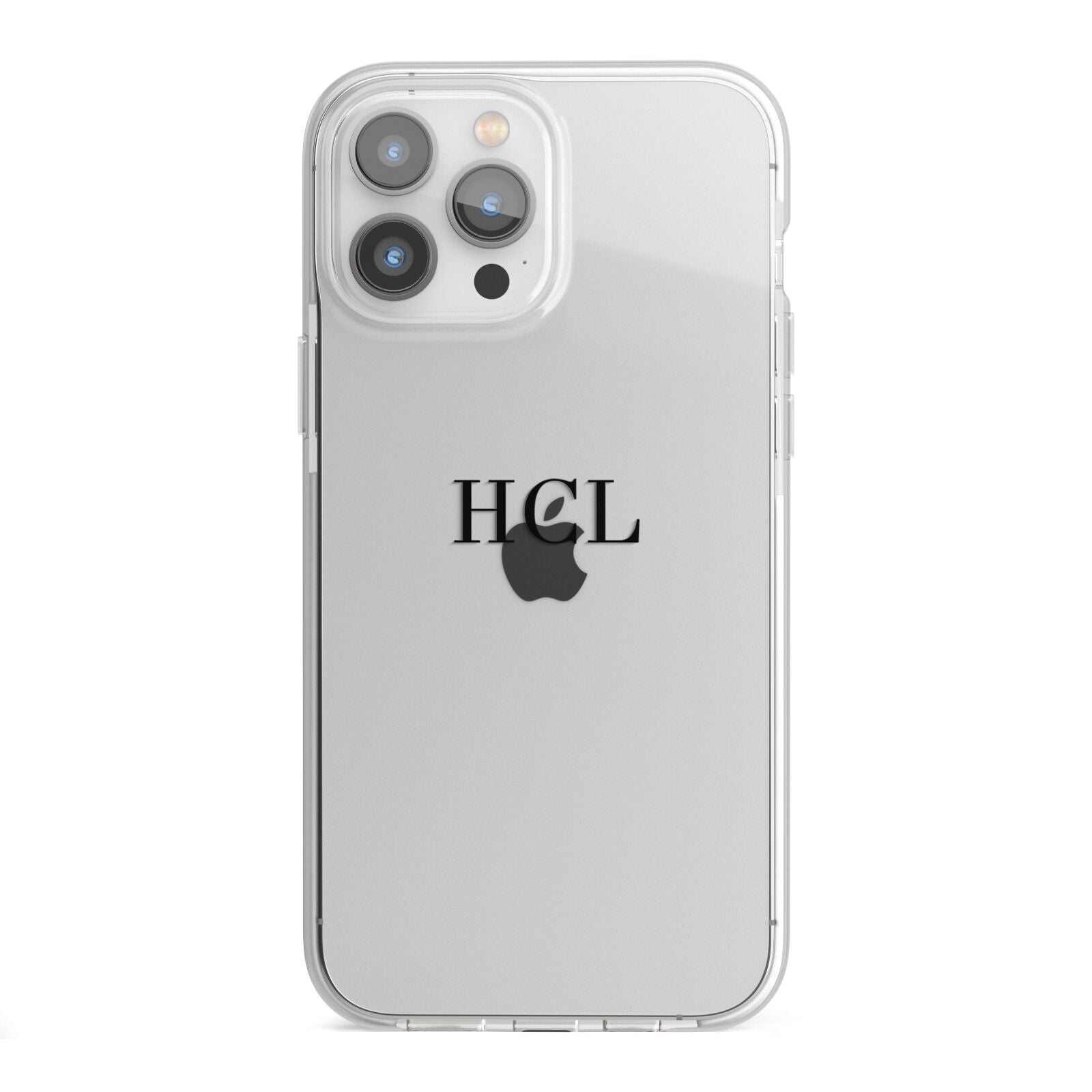 Personalised Black Initials Middle Clear Custom iPhone 13 Pro Max TPU Impact Case with White Edges